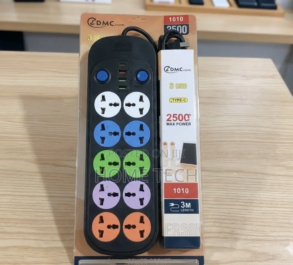12-Ways Power Extension Socket With 3 USB Ports,Type-C 3M Cable