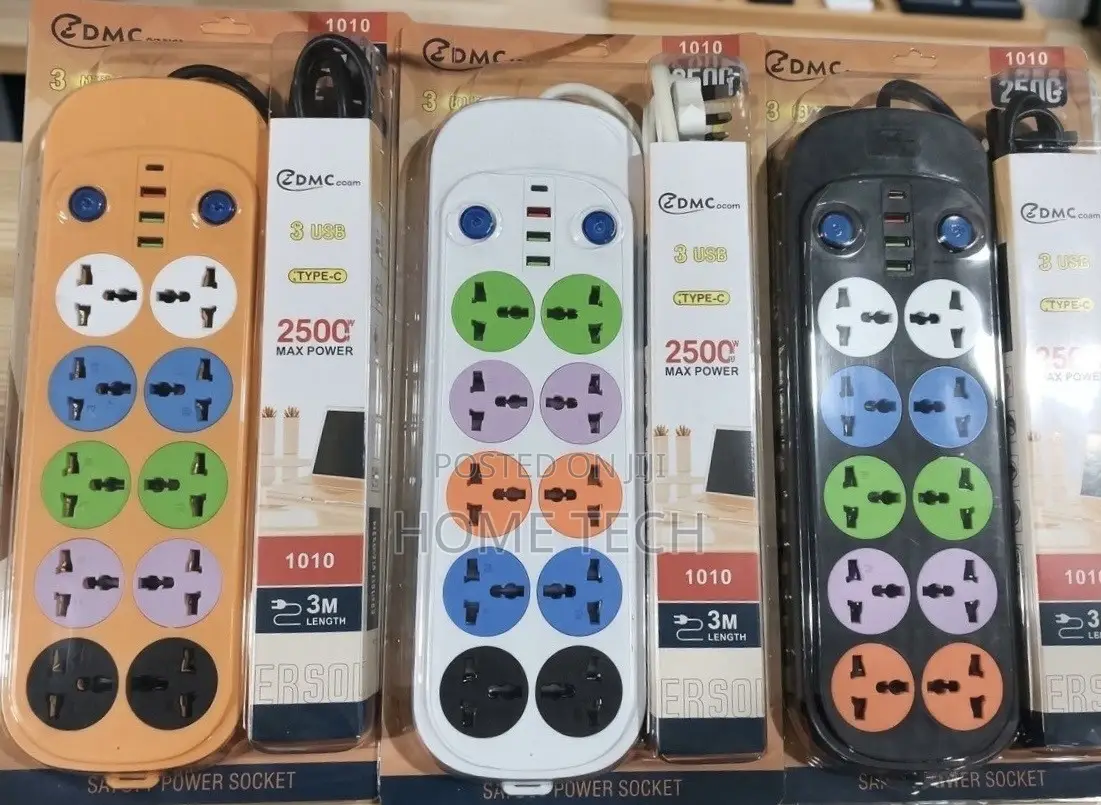 12-Ways Power Extension Socket With 3 USB Ports,Type-C 3M Cable
