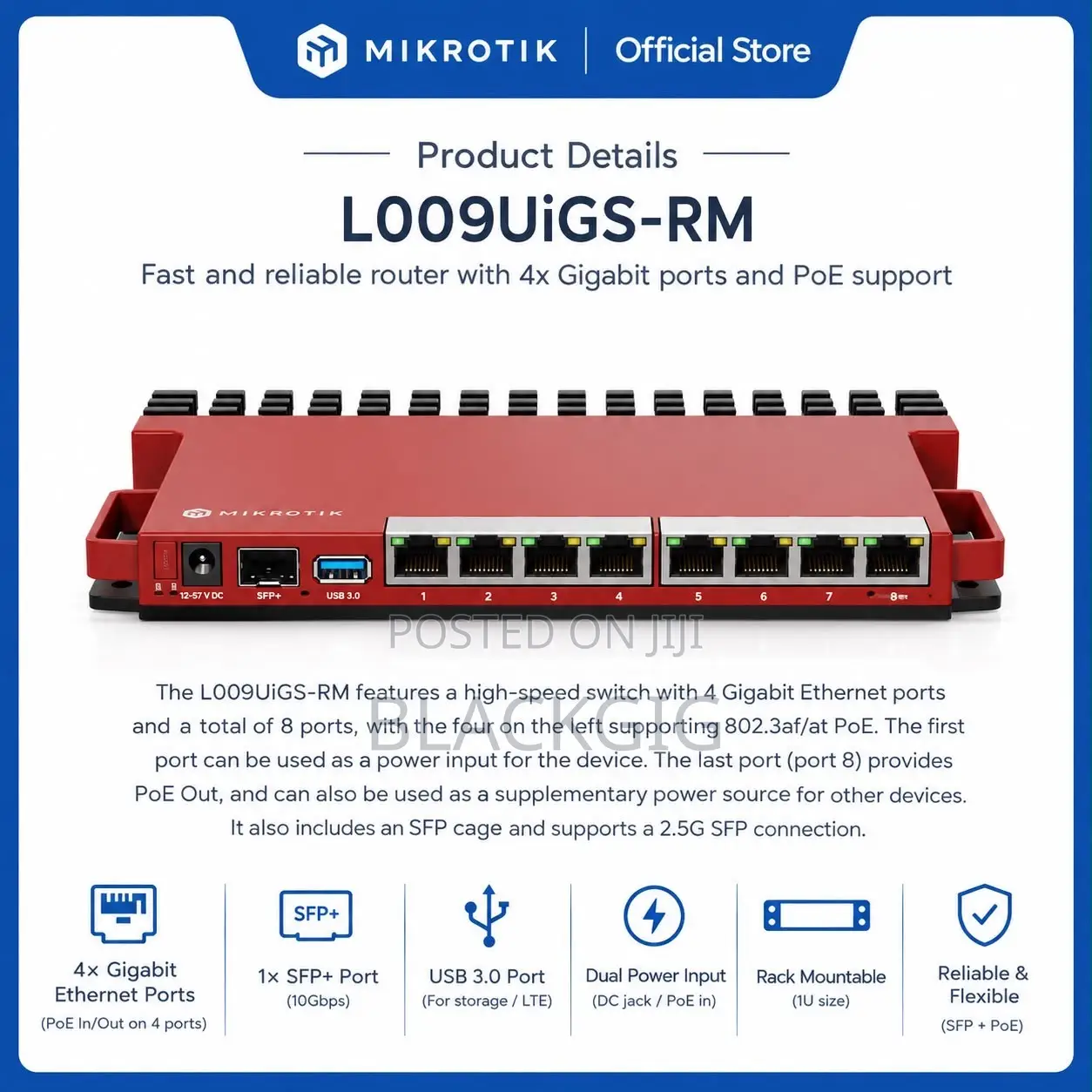 Mikrotik L009UiGS-Rm Upgraded ROS Gigabit Enterprise VPN Router