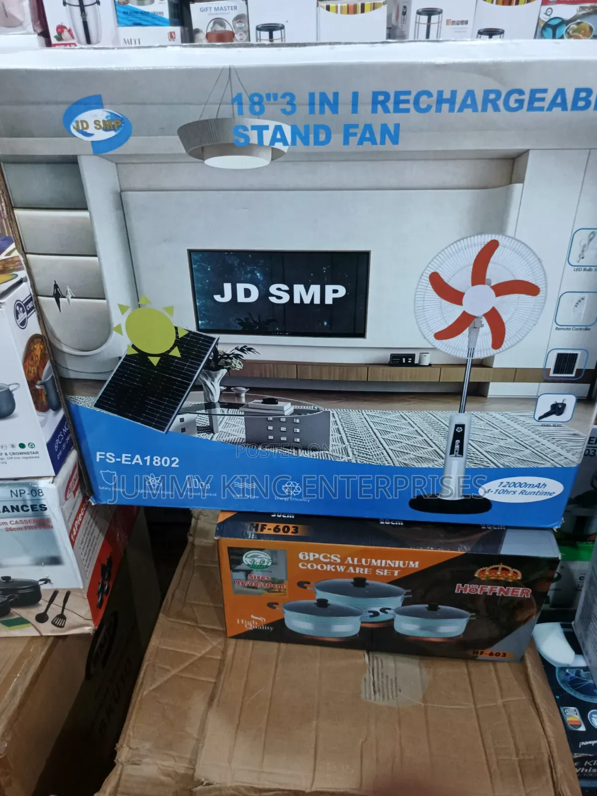 18 Inches AC/DC Solar Rechargeable Fan + 25W Panel a Bulb
