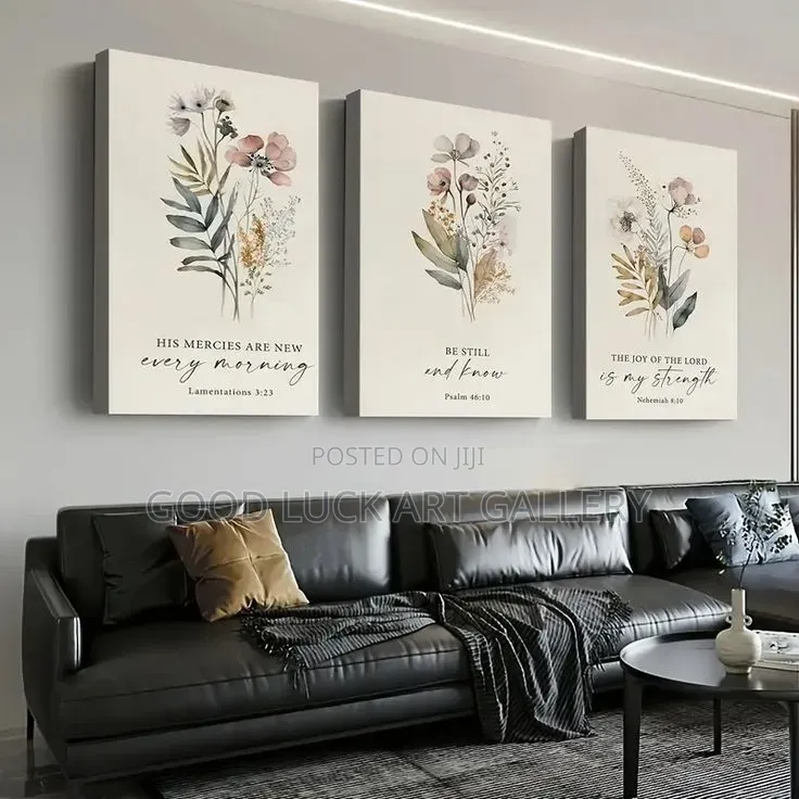 3 Pics Christian Flower Wall Art