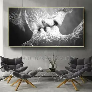 Black, White, Love Kiss Art