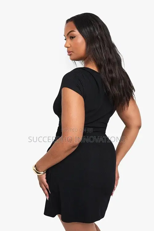 Plus Rib Cap Sleeve Ruched Mini Dress