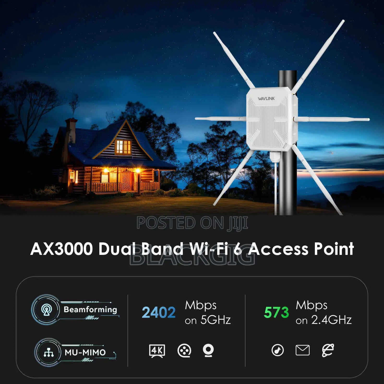 AX3000 Outdoor POE Access Point AP Wifi Extender Repeater Router 3000M