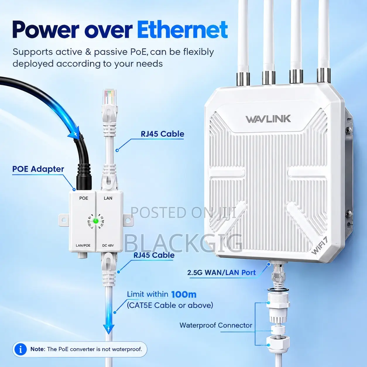 Wifi7 POE Router Outdoor Access Point AP Wifi Extender Repeater BE5100