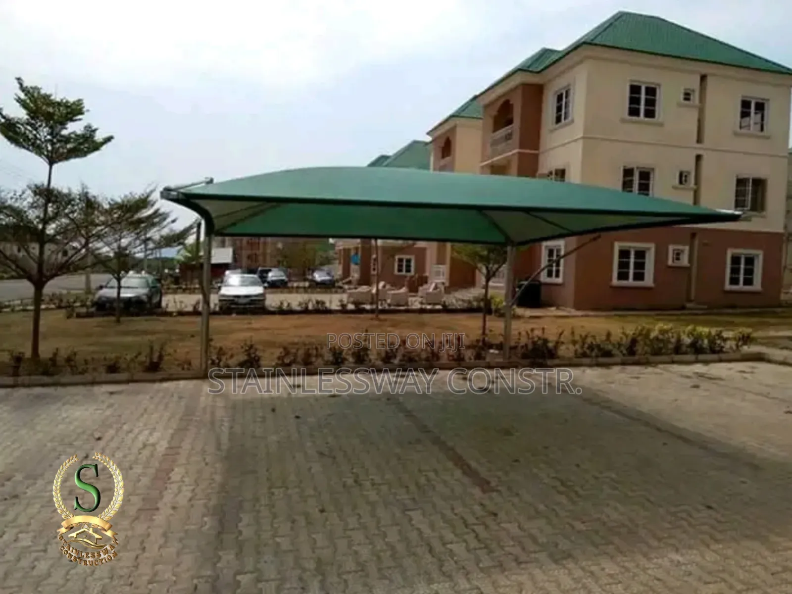 3 Cars Galvanized Carport With Waterproof Tarpaulin for Carpark