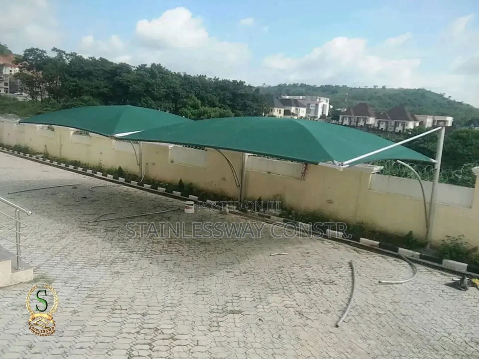 Double Car Galvanized Carport Canopy - Tarpaulin Cover Shade