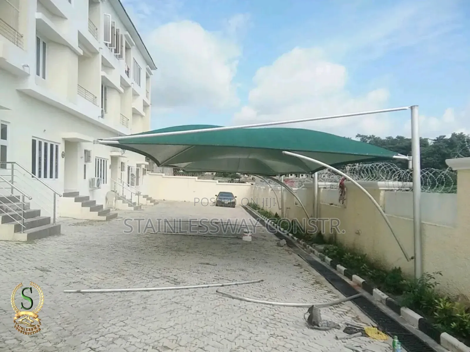 Double Car Galvanized Carport Canopy - Tarpaulin Cover Shade