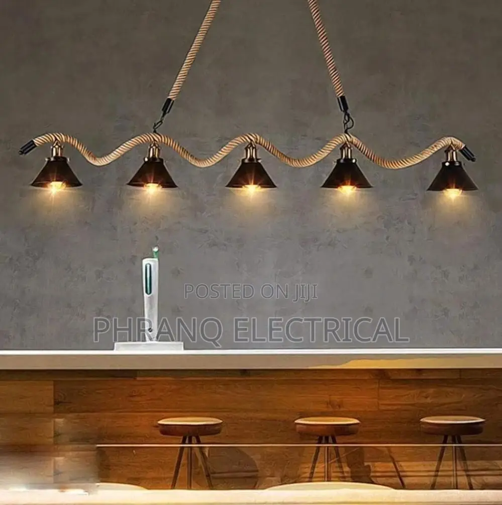 Industrial Rustic Pendant Lights Hemp Rope Indoor Lamp