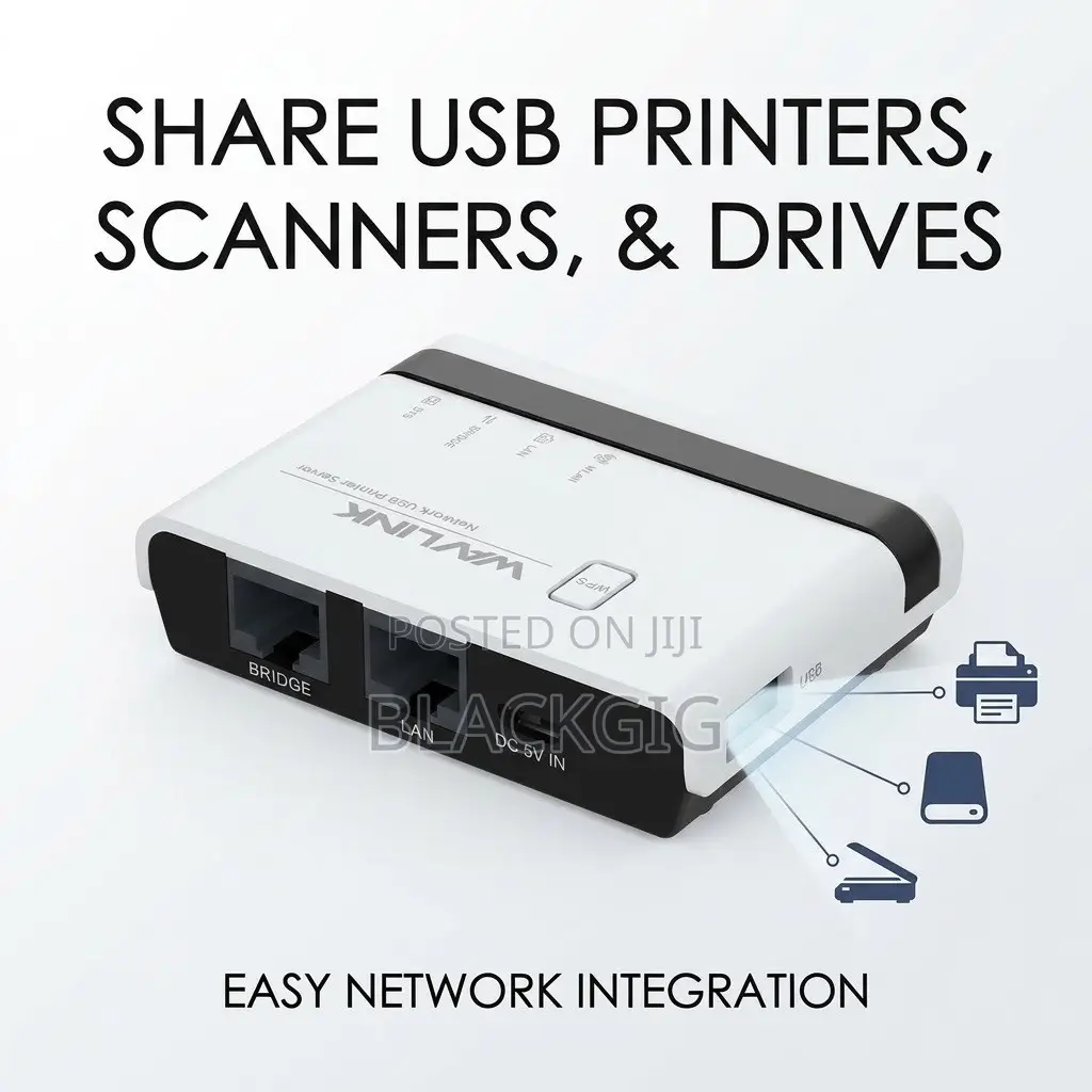 Wireless Hardware/Printer Server Wired Internet Wifi Printing LAN Mode