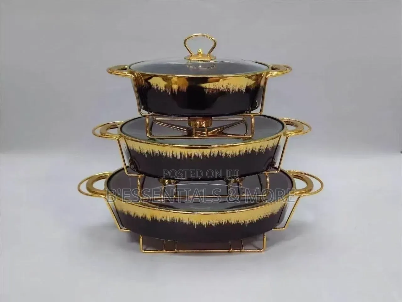 Luxury 3in1 Ceramic Food Warmer Casserole Dish Set .
