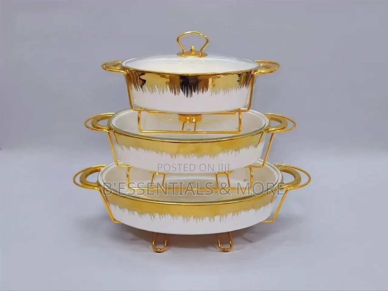 Luxury 3in1 Ceramic Food Warmer Casserole Dish Set .