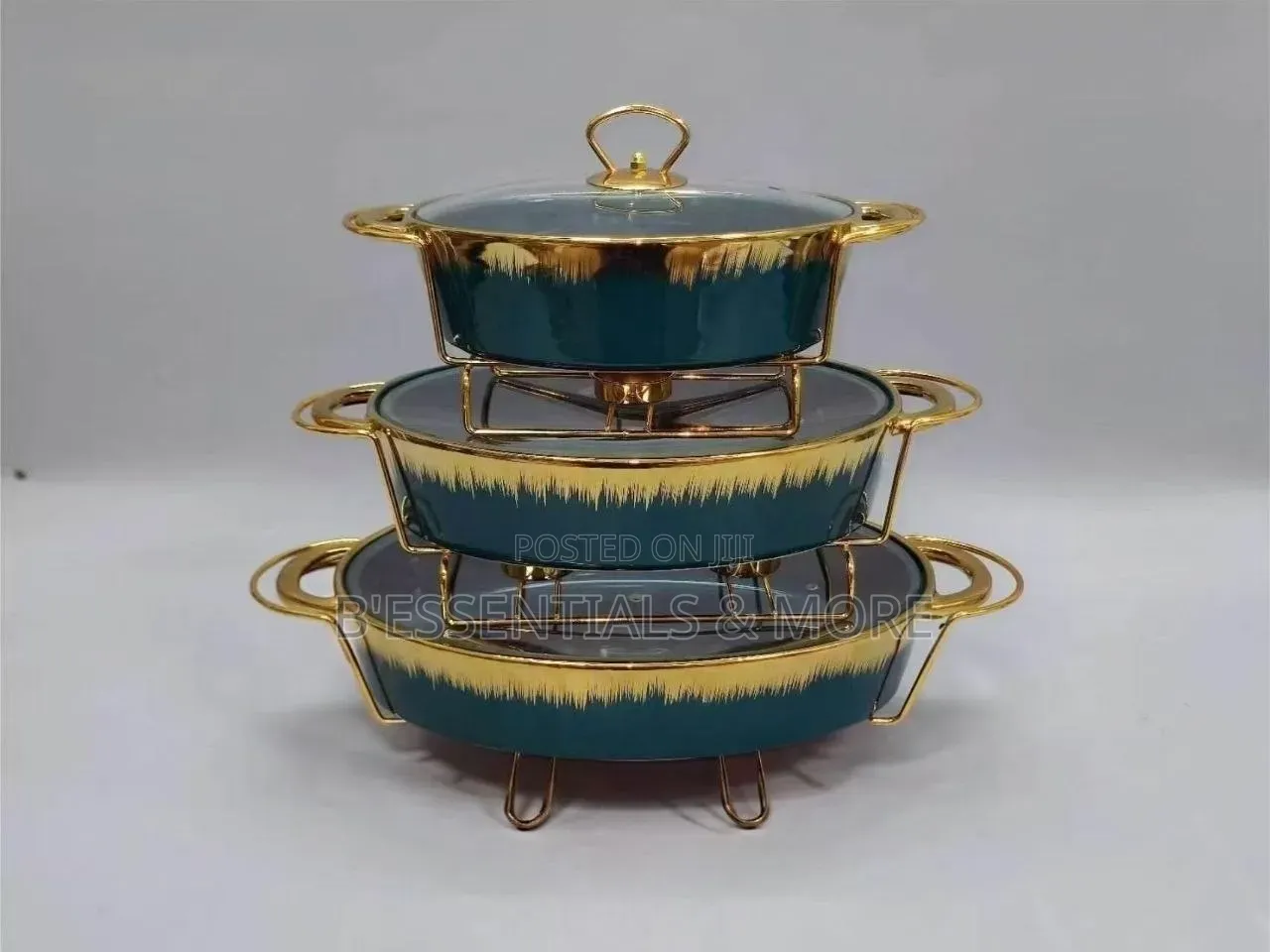 Luxury 3in1 Ceramic Food Warmer Casserole Dish Set .