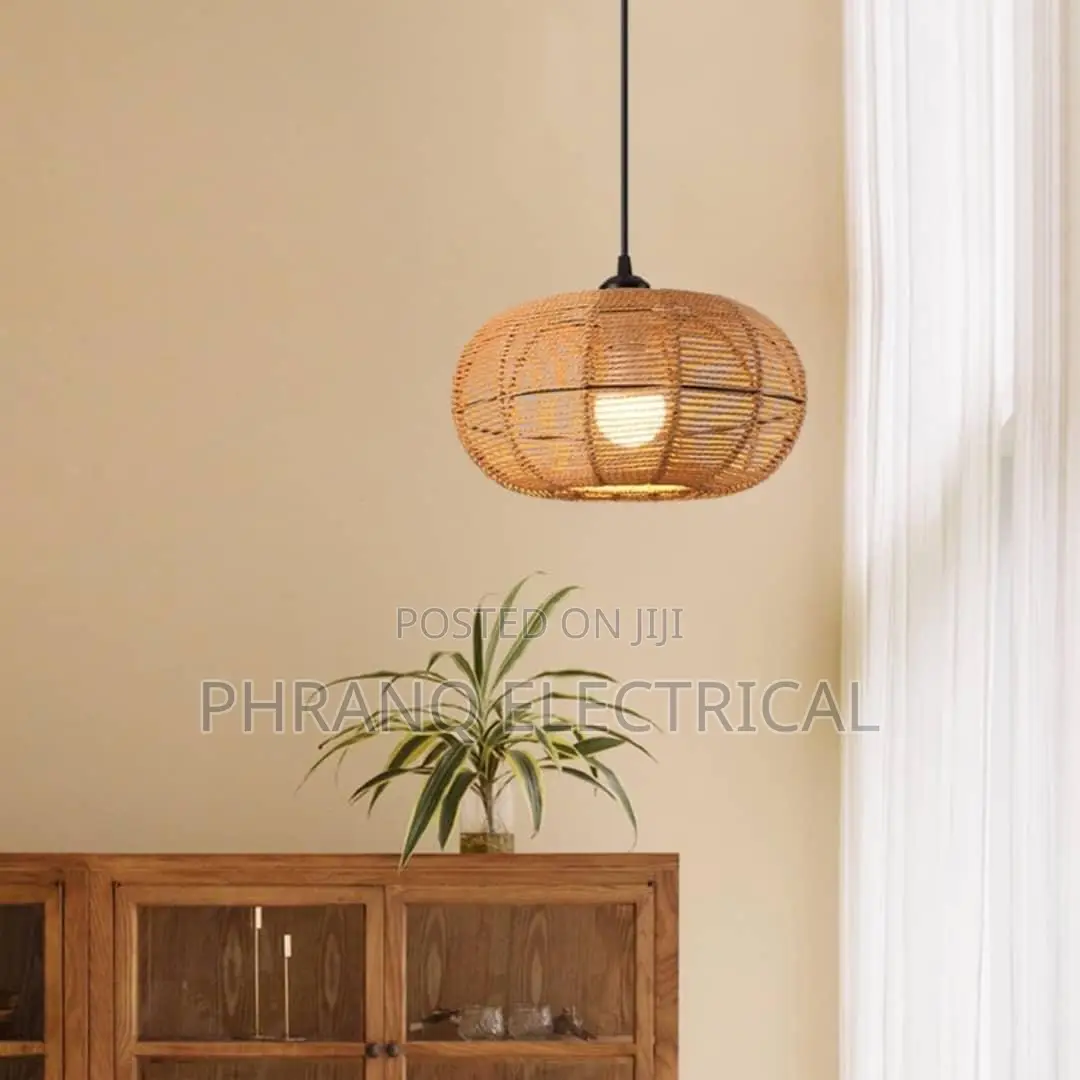 Paper Rope Chandelier Wabi Sabi Retro Style Handmade Pendant Light