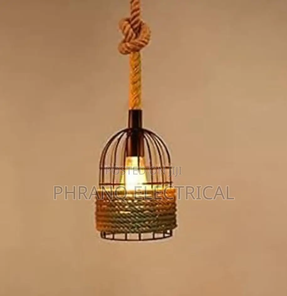 Retro Style Pendant Light Rope Chandelier Ceiling Lamp for Farmhouse