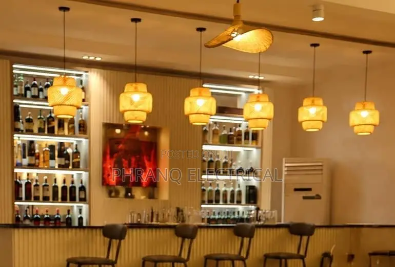 Rattan Lamp Shade, Triple Layer Cylinder Pendant Light, Woven Cover