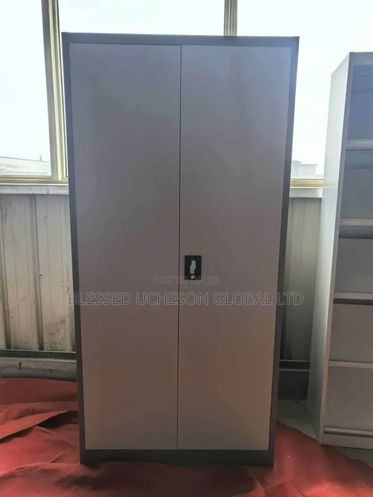 Heavy Duty 2-Door Steel Wardrobe With Shelves & Hanging Rail