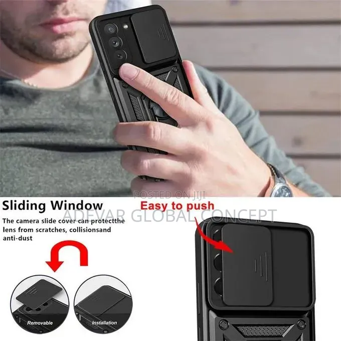 Samsung Galaxy S21 Case Pouch With Slide Camera Lens and Ring Stand
