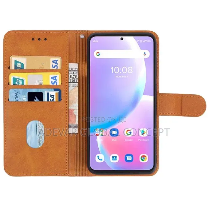 Leather Phone Case Pouch for UMIDIGI A11 Pro Max - (Brown)