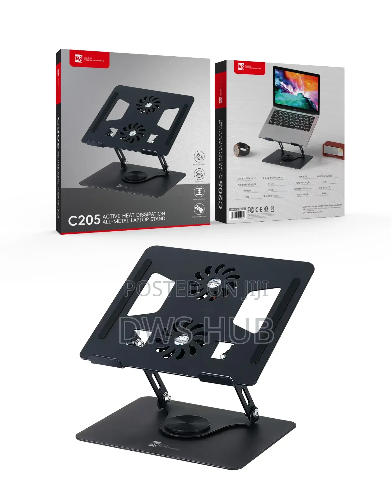 Metal 360° Laptop Stand With Cooling Fans