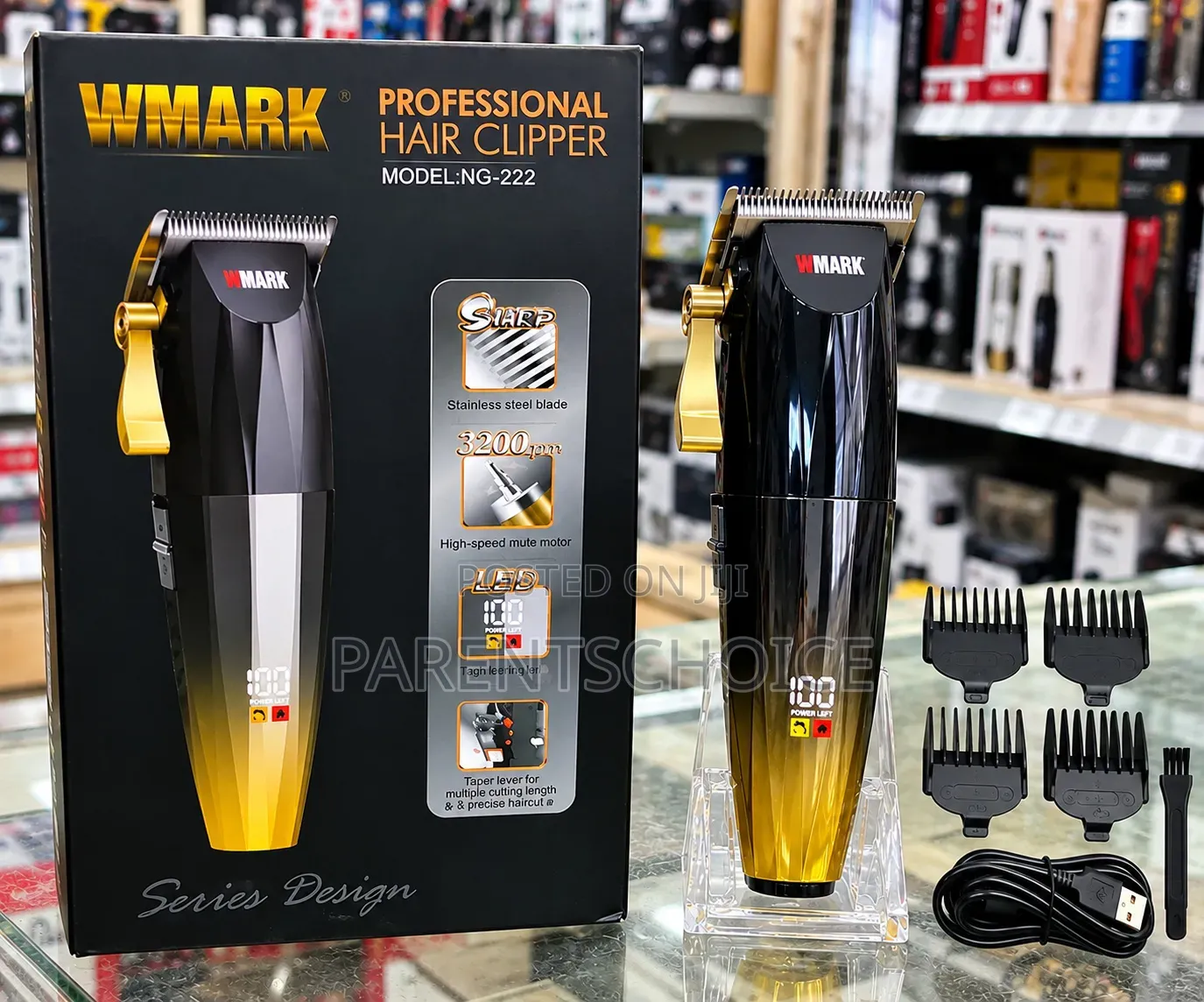 WMARK Male NG-222 Digital Display Taper Lever Cordless Hair Clippers