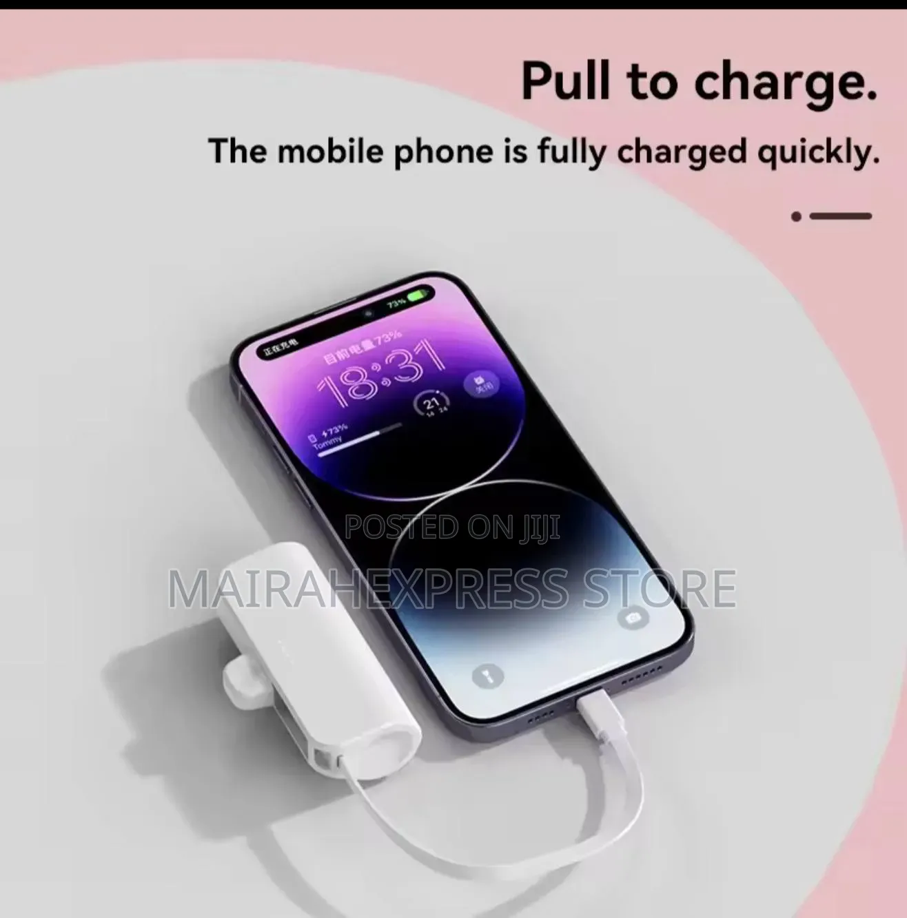 2in1 Portable Capsule Power Bank 5000mAh With Self-Contained Cable