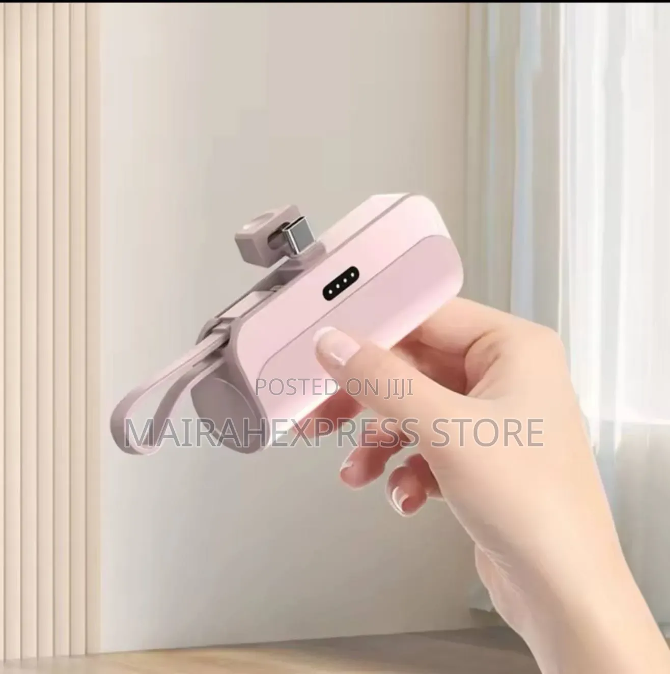 2in1 Portable Capsule Power Bank 5000mAh With Self-Contained Cable
