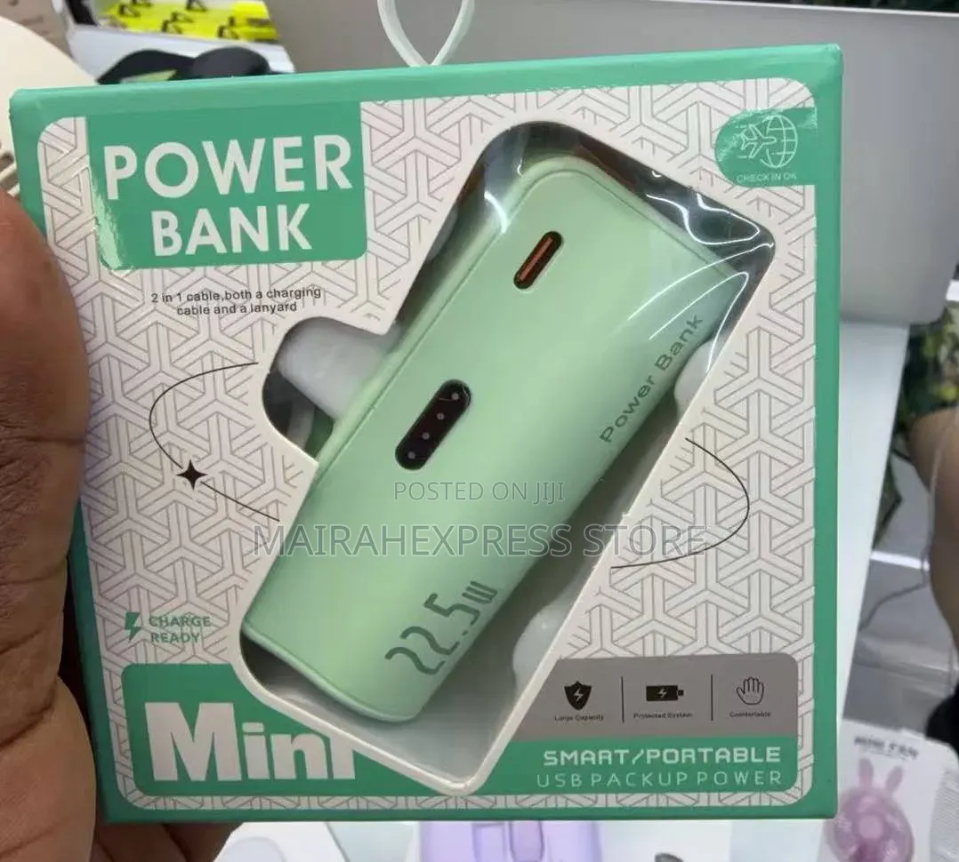 2in1 Portable Capsule Power Bank 5000mAh With Self-Contained Cable