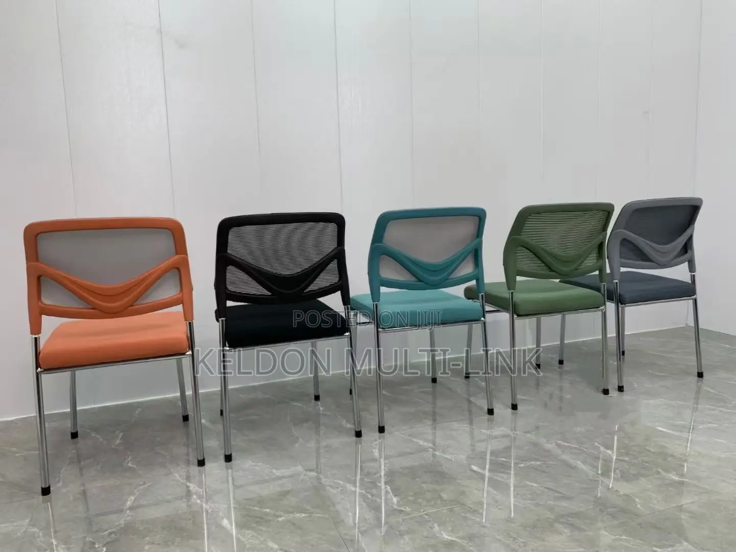 Visitors Chairs/Mesh Visitors Chair/4 Legs Chair/Black/Grey/Orange