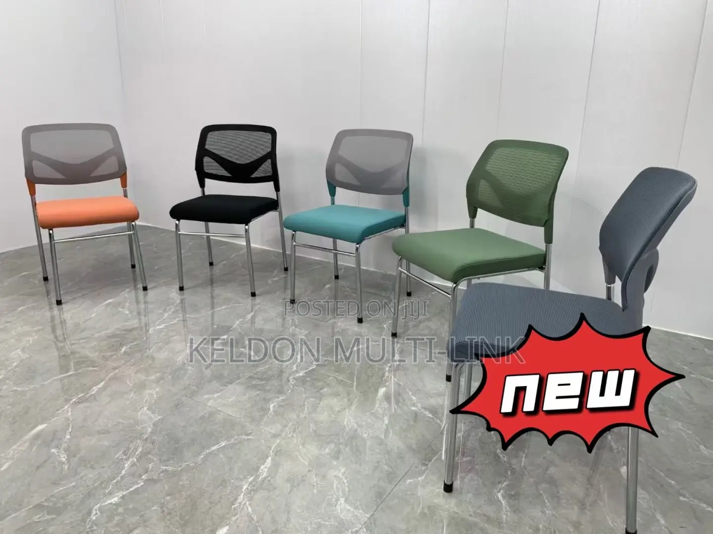 Visitors Chairs/Mesh Visitors Chair/4 Legs Chair/Black/Grey/Orange