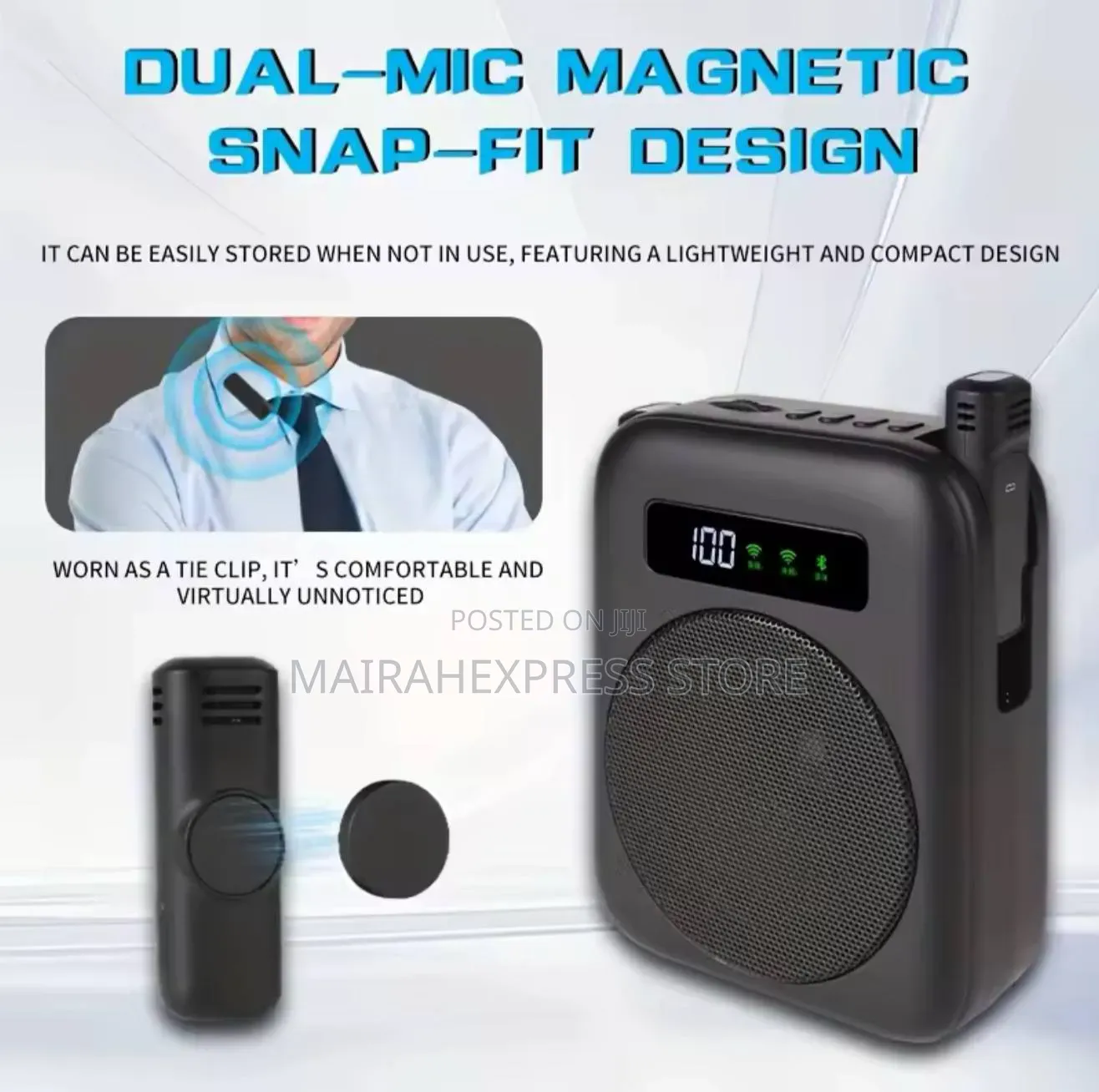 Wireless Loudspeaker With Waist Hanging Pants Clip