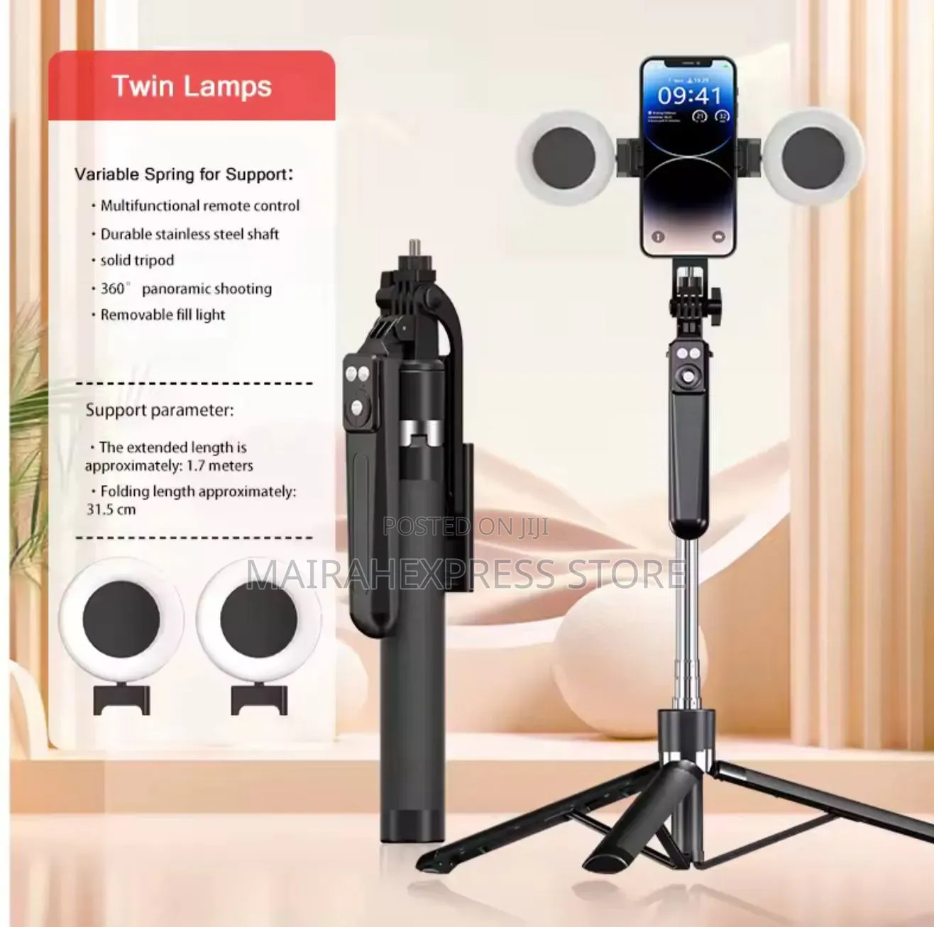 1.7m Portable Tripod for Phone With Wireless Remote Control T361