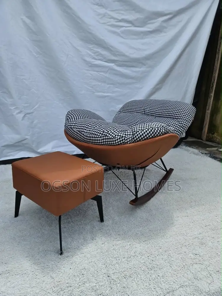 Modern Rocking Accent Chair With Footrest