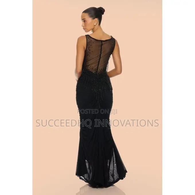 Davina Pearl Ruched Mesh Gown