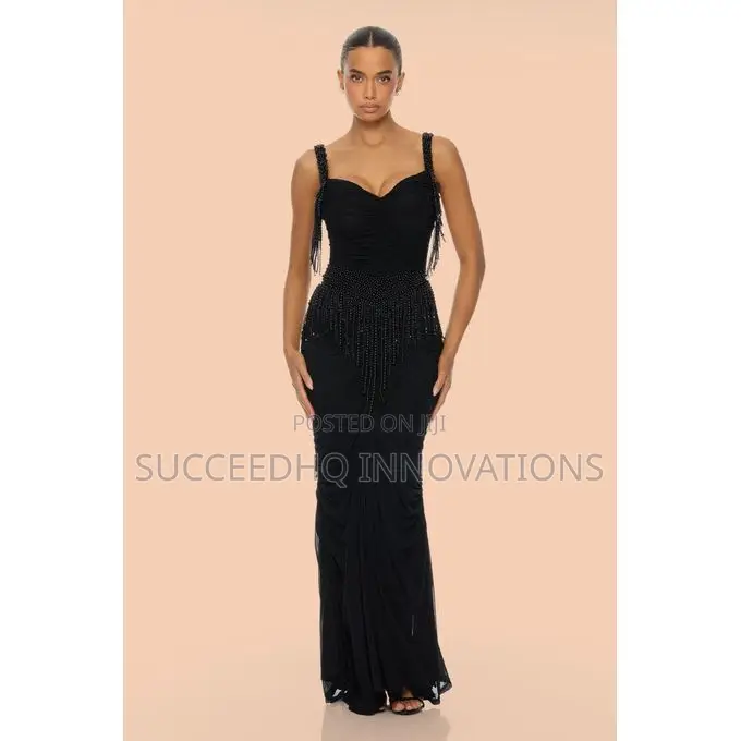 Davina Pearl Ruched Mesh Gown