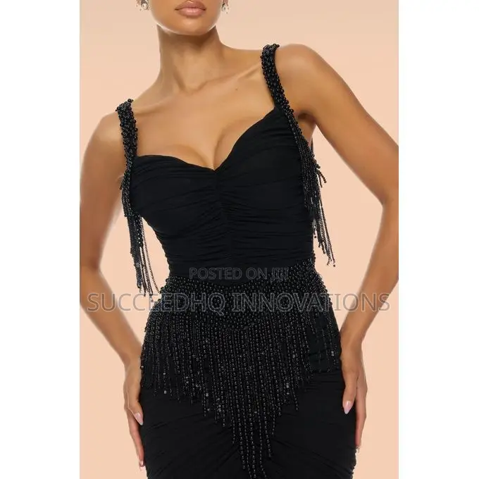 Davina Pearl Ruched Mesh Gown