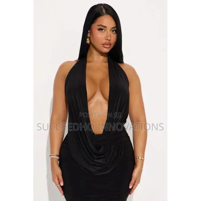 Hilana Draped Cowl Neck Backless Maxi Dress