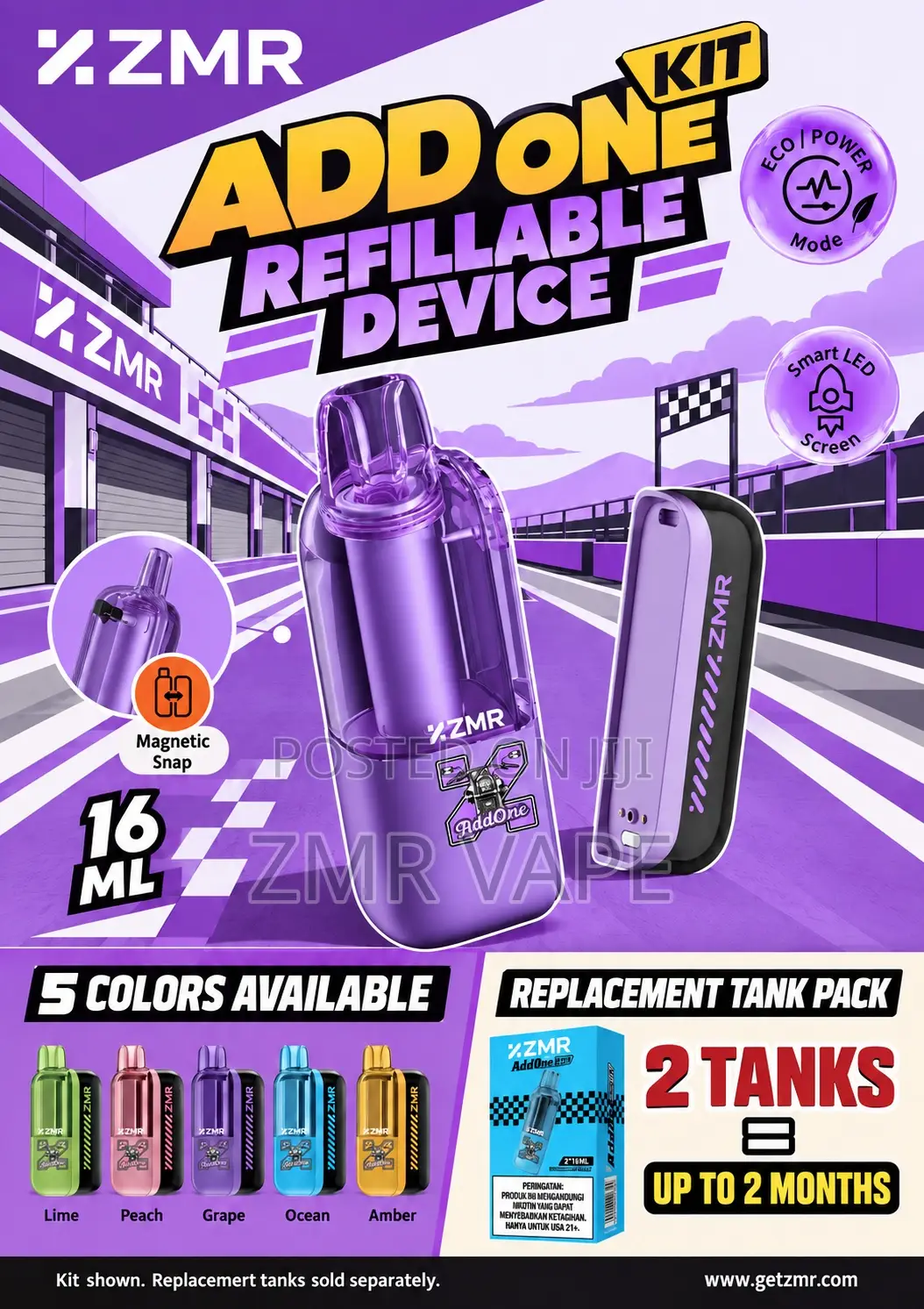 ZMR ADDONE Purple Refillable Vape