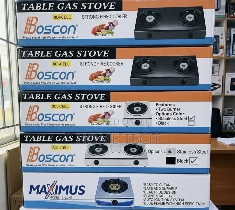 Boscon Deluxe Double-Burner Tabletop Steel Gas Stove – BOS-GS02