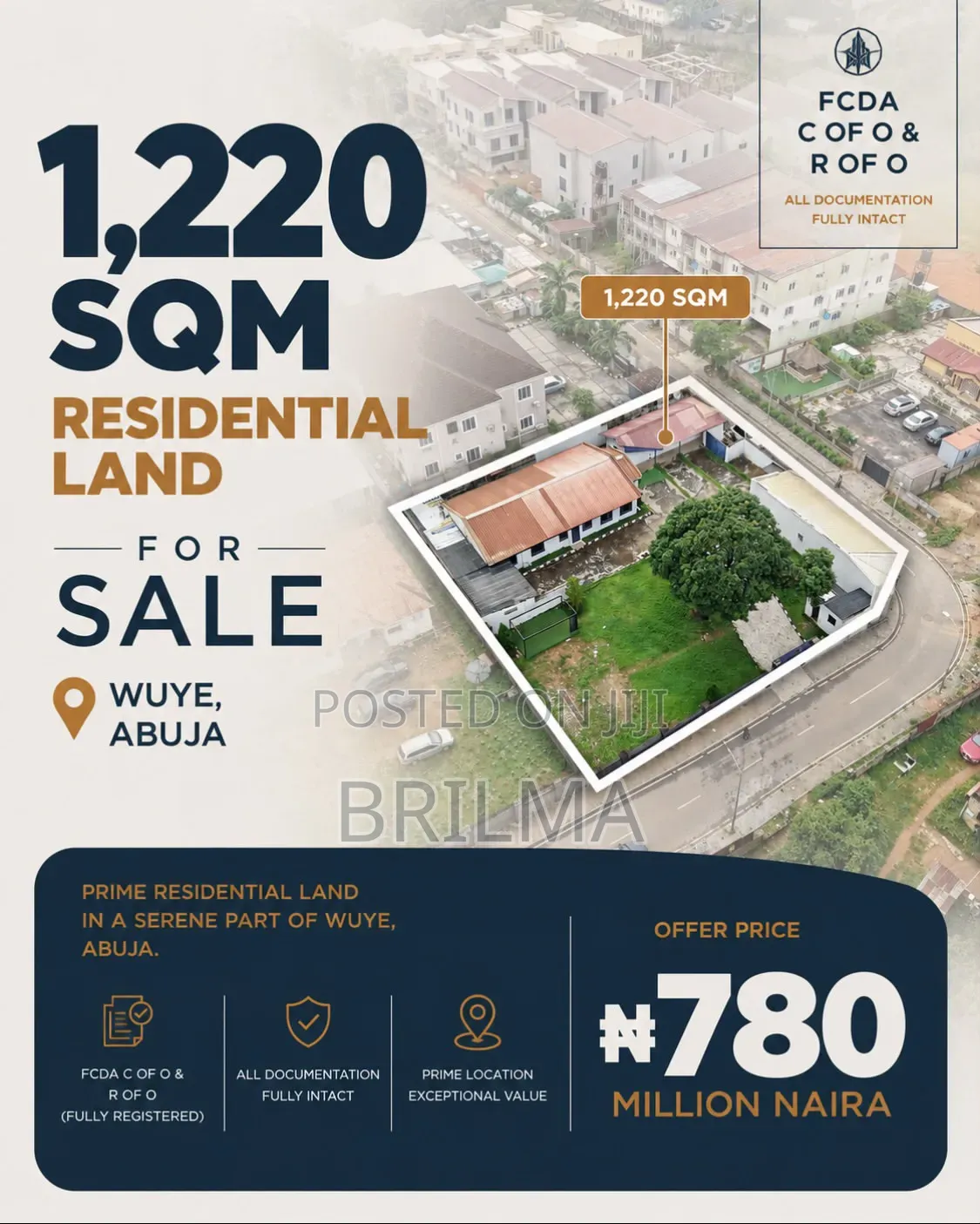 1,220 SQM of Residential Land in Wuye Main for Sale