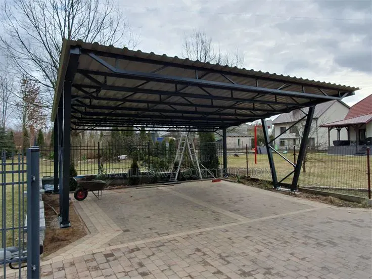 Strong Custom Steel Carport and Elegant Garden Gazebo Construction