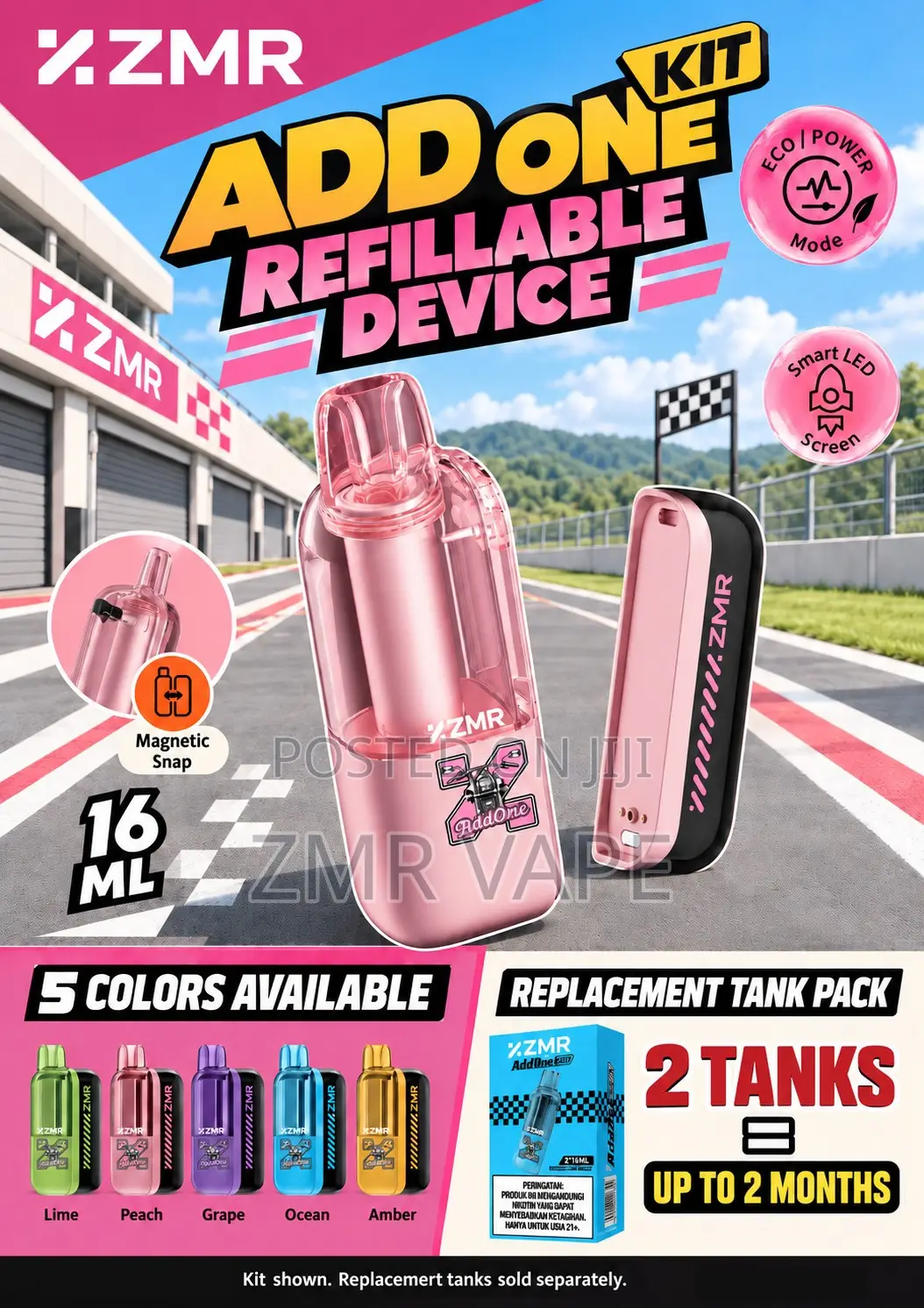 ZMR ADDONE Pink Refillable Vape