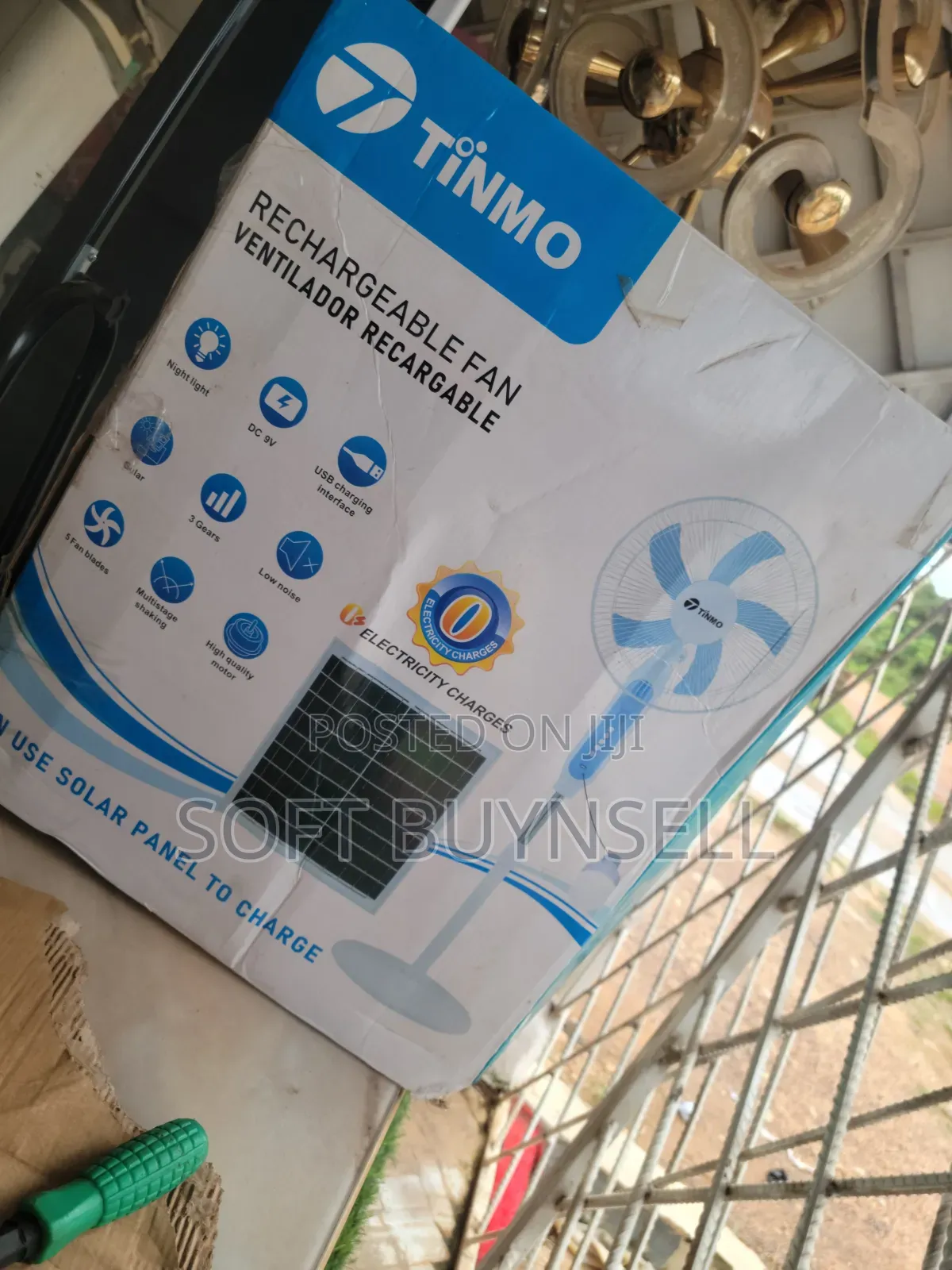 Tinmo Solar and Electricity Charge Fan