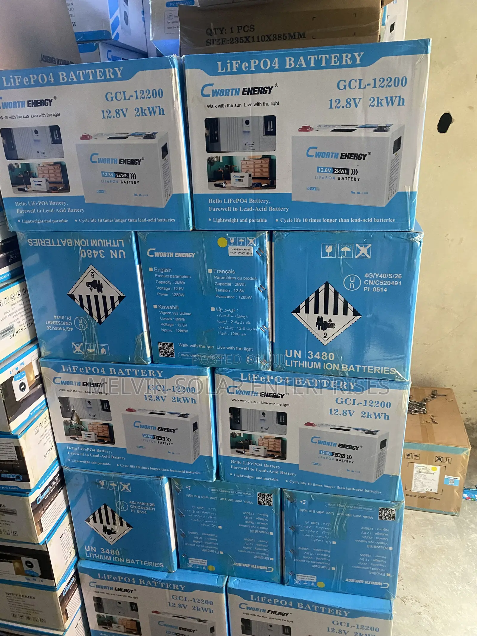 2kwh 200ah 12.8v Cworth and Energy Solar Lithium Ion Phosphate Battery