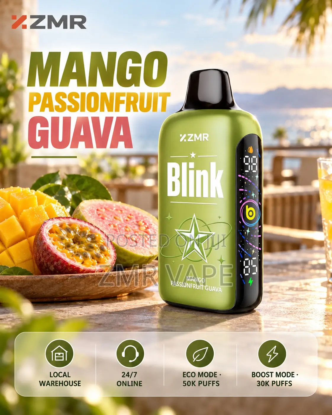 MR BLINK Mango Passionfruit Guava Disposable Vape – 50,000 Puffs