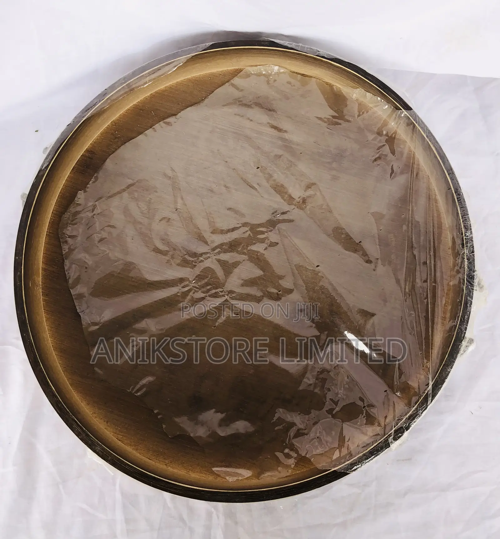 Brown Round Wooden Tray