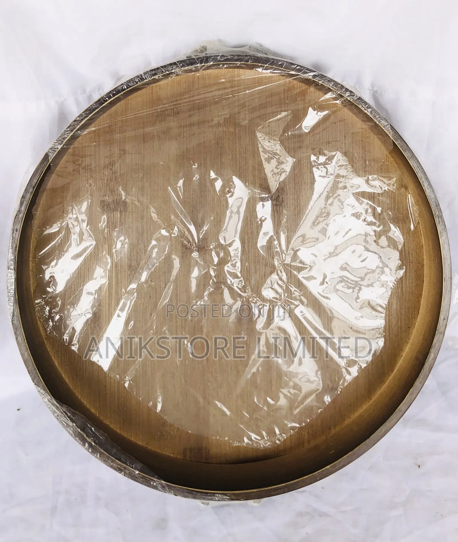 Brown Round Wooden Tray