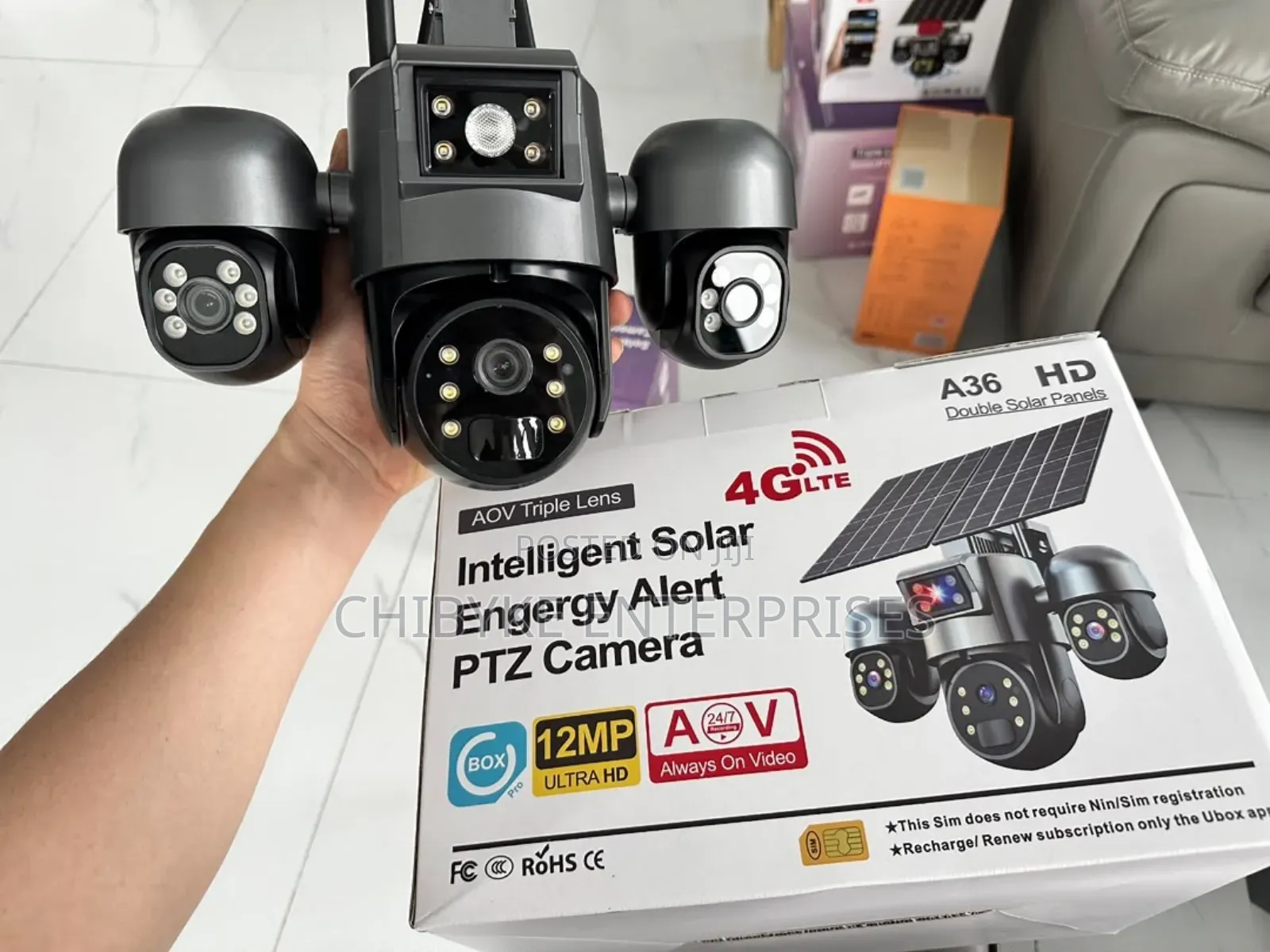 Ubox Triple Lens Solar PTZ Camera, 12MP Resolution, With Auto Track