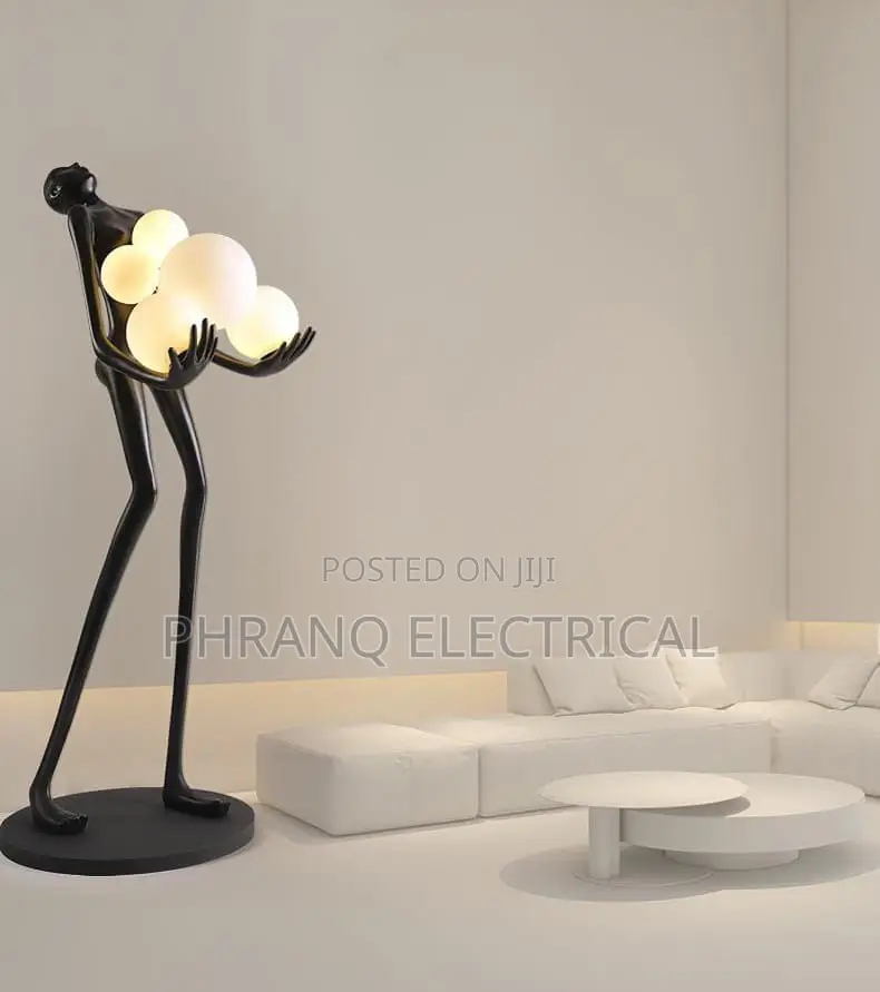 Humanoid Art Sculpture Holding Ball LED Floor Lamp Postmodern Designer