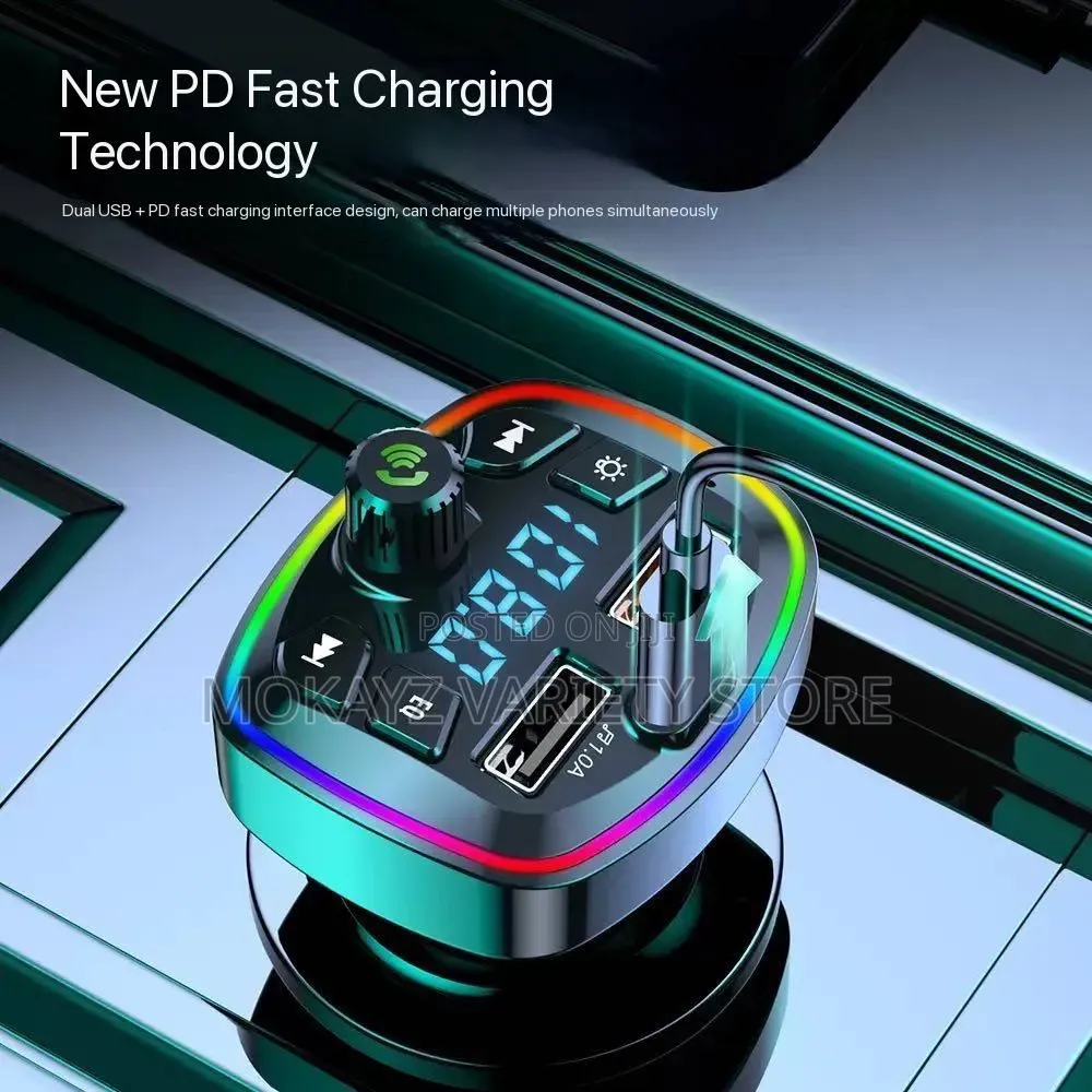 Multifunctional Wireless Car Mp3 Player Fast Charger With RGB Light